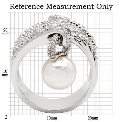 0W031 - Rhodium Brass Ring with AAA Grade CZ in Clear - Size 5