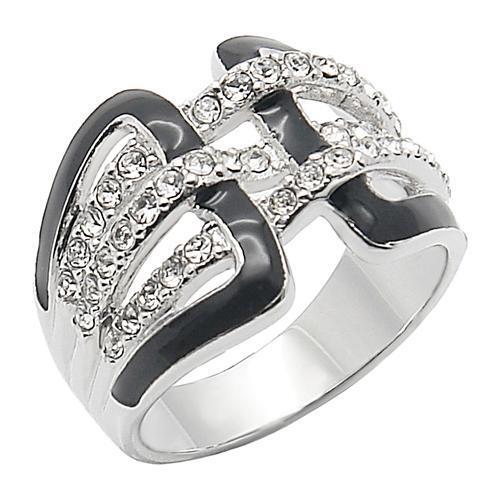 Rhodium Brass Ring with AAA Grade CZ in Clear Size 5