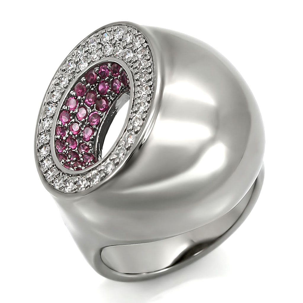 Ruthenium Brass Ring with Synthetic Garnet in Ruby Size 10