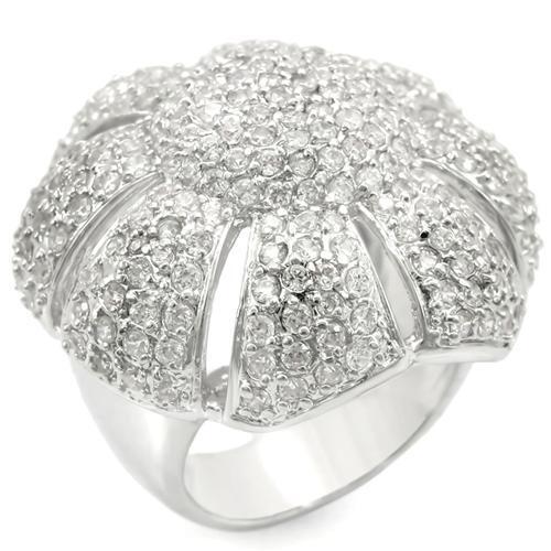 Rhodium Brass Ring with AAA Grade CZ in Clear Size 7