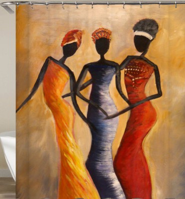 Size: 180x180, Style: yl0457# - African girl digital print shower curtain