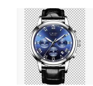Men's Leather Sports Watch - Waterproof 30M, Alloy Case