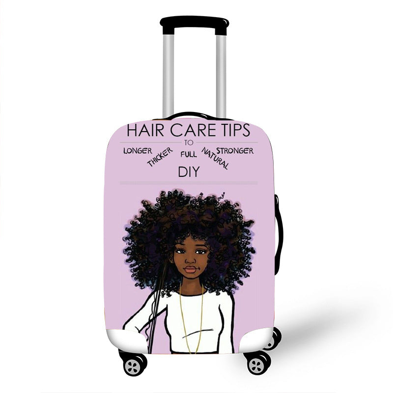Color: P, Size: S - Nopersonality African Art Girl Travel Accessories Luggage Cover Suitcase Protection Baggage Dust Cover Stretch Fabrics 18-30inch