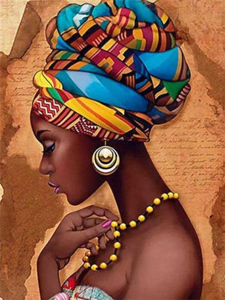 Color: 5Style, Painting size: 20x30cm-Square, Painting style: - Diamond Painting New Product African Woman Rhinestone Diamond Embroidery