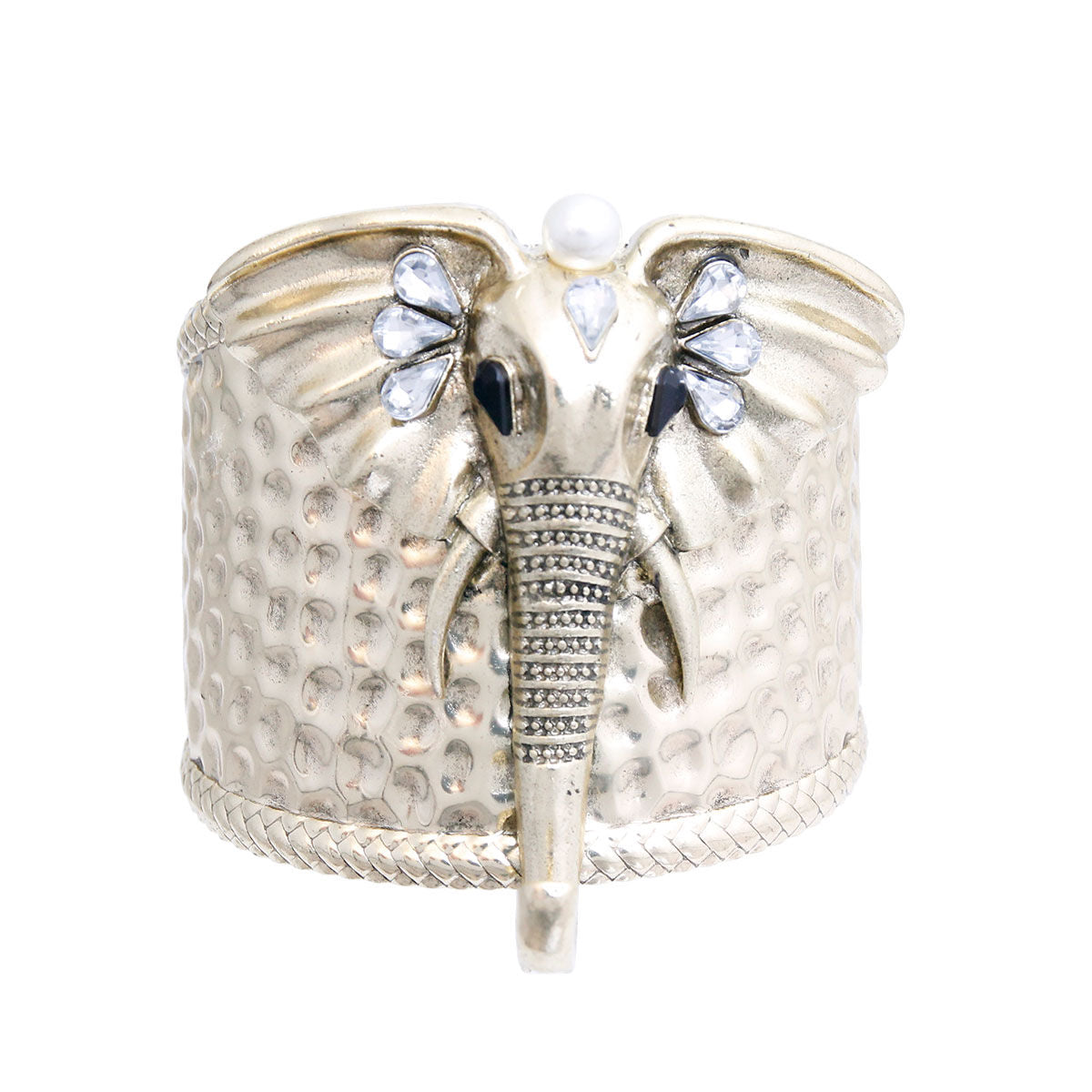 Cuff Burnished Gold Elephant Pearl Bracelet