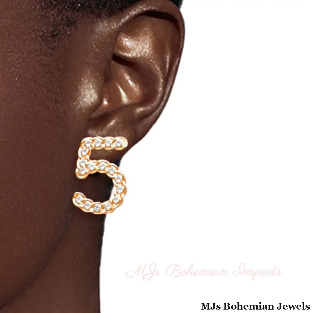 3 Pcs Designer-Inspired COCO Gold Metal and Rhinestone Stud Earring Set