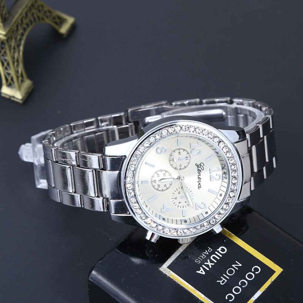 Geneva Men's Diamond-Accent Quartz Watch - Three-Eye Alloy Design