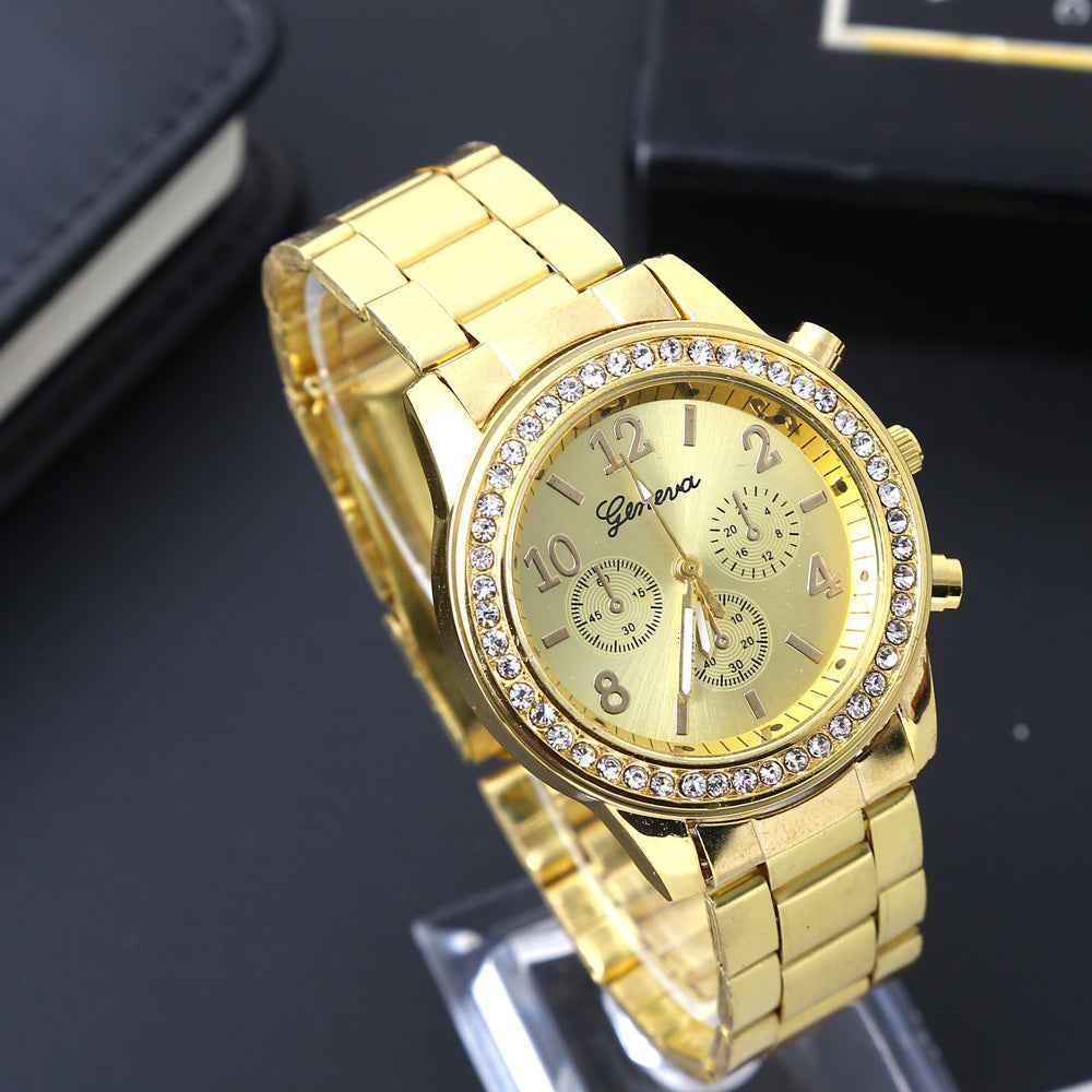 Geneva Men's Diamond-Accent Quartz Watch - Three-Eye Alloy Design