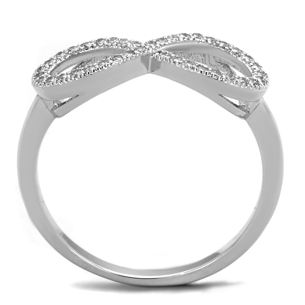 3W1068 - Rhodium Brass Ring with AAA Grade CZ in Clear