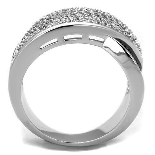 3W1089 - Rhodium + Ruthenium Brass Ring with AAA Grade CZ in Black Diamond