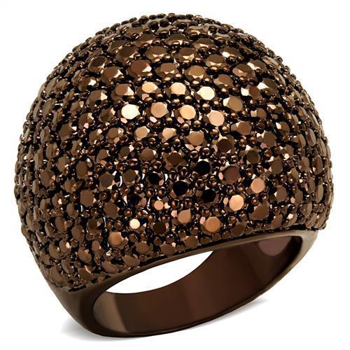 3W1101 - IP Coffee light Brass Ring with AAA Grade CZ in Light Coffee
