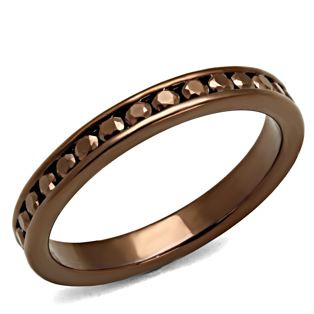 3W1137 - IP Coffee light Brass Ring with AAA Grade CZ in Brown