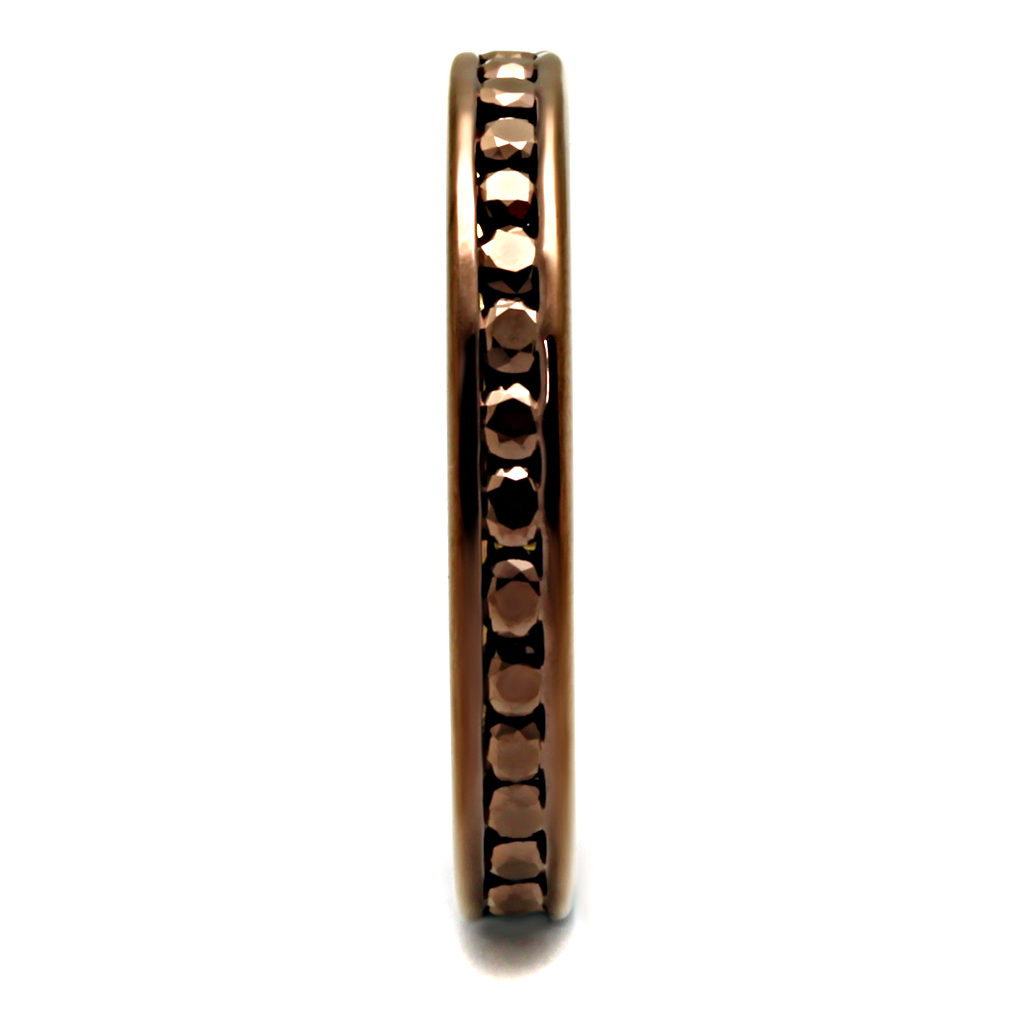 3W1137 - IP Coffee light Brass Ring with AAA Grade CZ in Brown