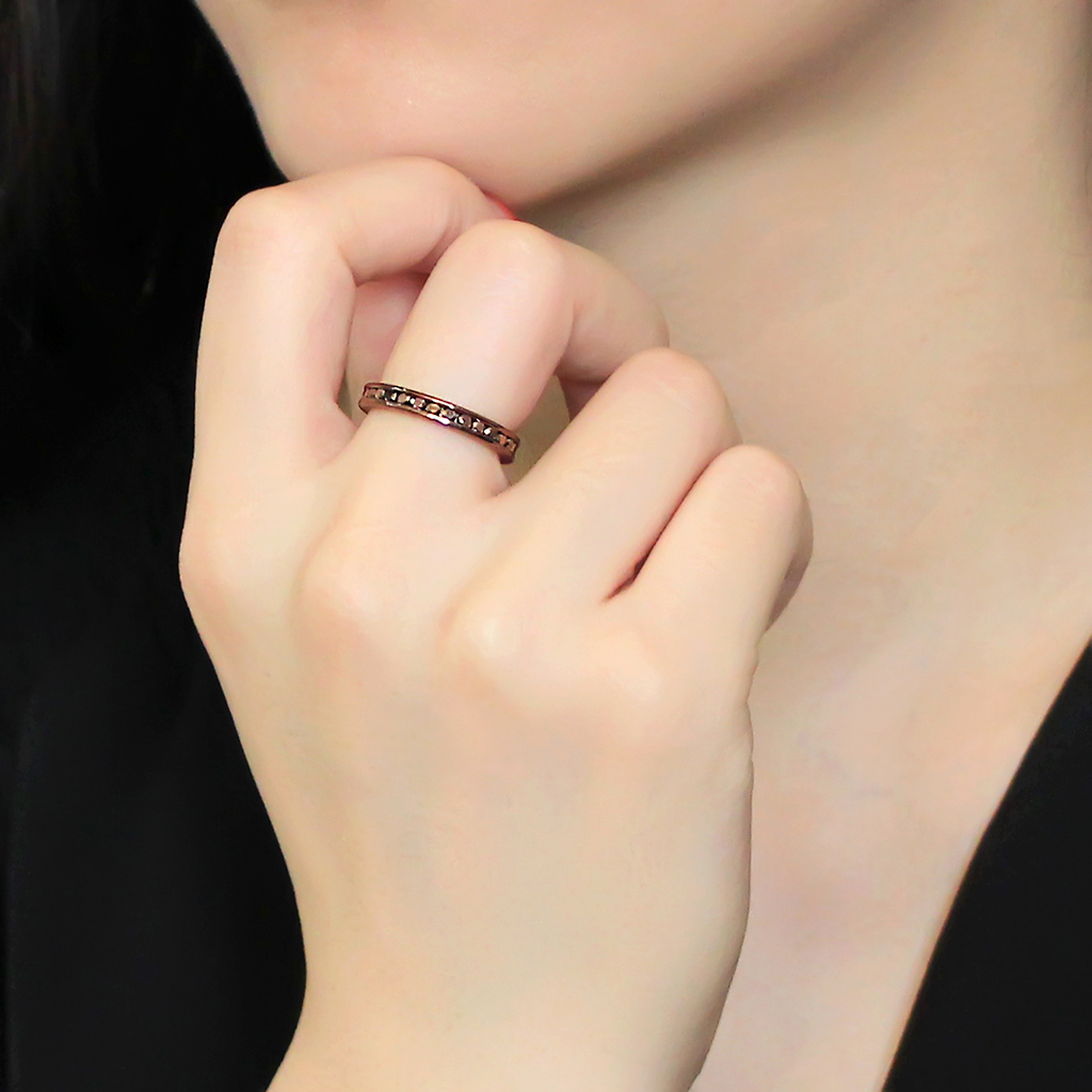 3W1137 - IP Coffee light Brass Ring with AAA Grade CZ in Brown