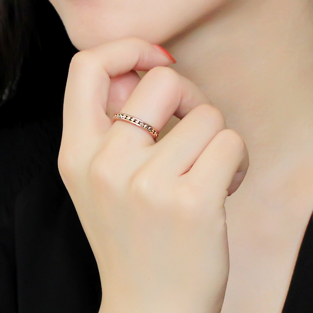 3W1139 - IP Rose Gold(Ion Plating) Brass Ring with AAA Grade CZ in Metallic Light Gold