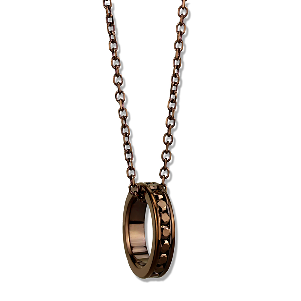3W1143 - IP Coffee light Brass Chain Pendant with Top Grade Crystal in Light Coffee