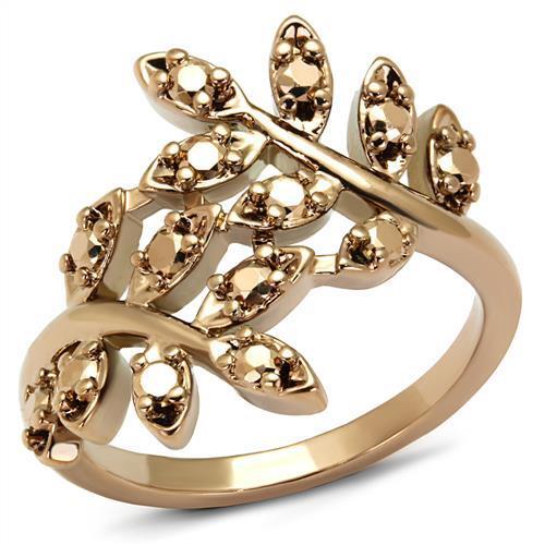 3W1194 - IP Rose Gold(Ion Plating) Brass Ring with AAA Grade CZ in Metallic Light Gold