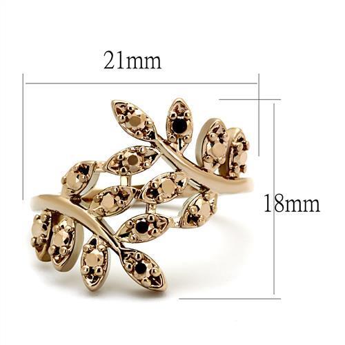 3W1194 - IP Rose Gold(Ion Plating) Brass Ring with AAA Grade CZ in Metallic Light Gold