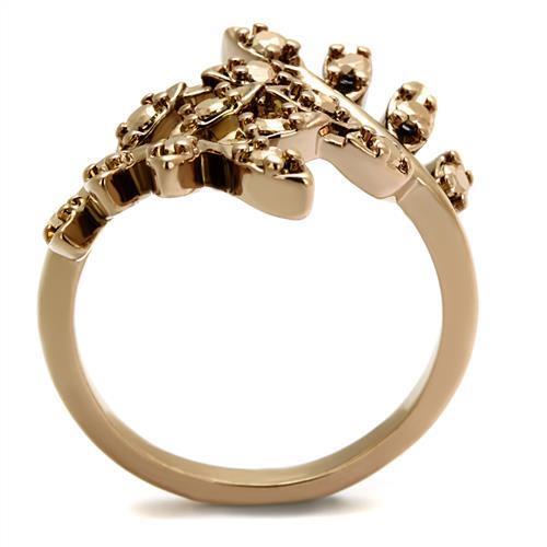 3W1194 - IP Rose Gold(Ion Plating) Brass Ring with AAA Grade CZ in Metallic Light Gold