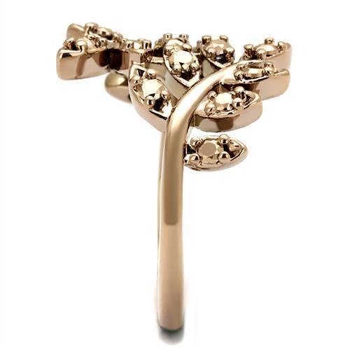 3W1194 - IP Rose Gold(Ion Plating) Brass Ring with AAA Grade CZ in Metallic Light Gold