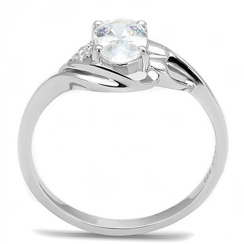 3W1388 - Rhodium 925 Sterling Silver Ring with AAA Grade CZ in Clear