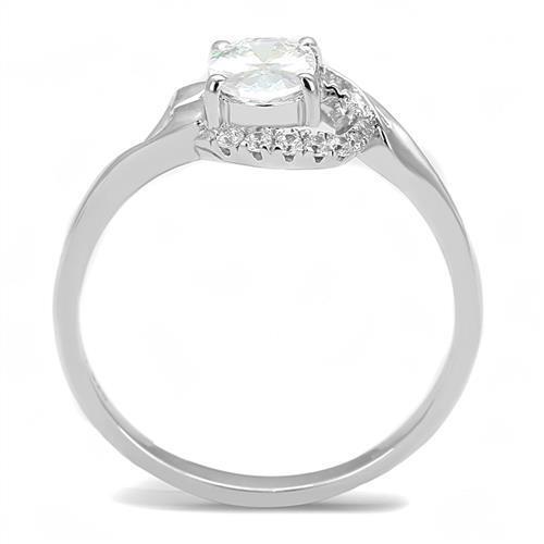 3W1388 - Rhodium 925 Sterling Silver Ring with AAA Grade CZ in Clear