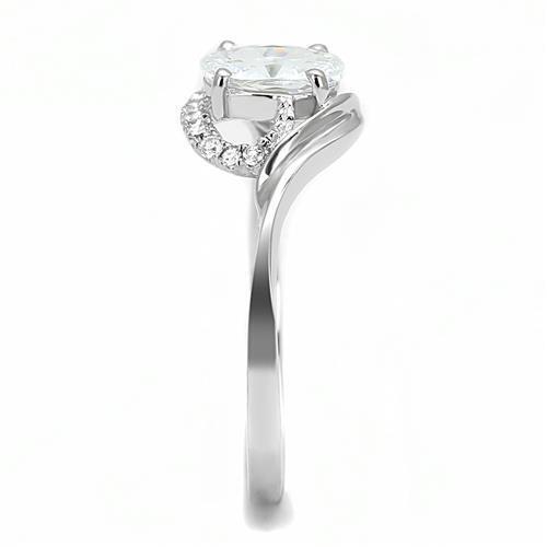 3W1388 - Rhodium 925 Sterling Silver Ring with AAA Grade CZ in Clear