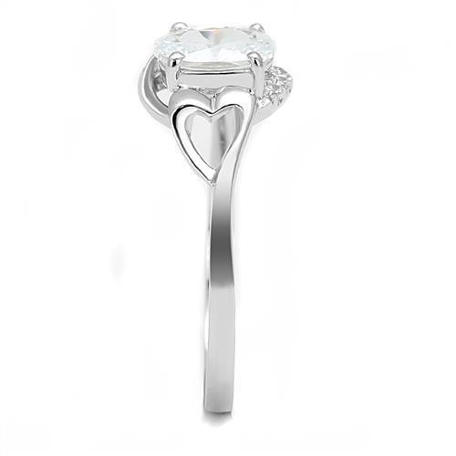 Rhodium 925 Sterling Silver Ring with AAA Grade CZ in Clear