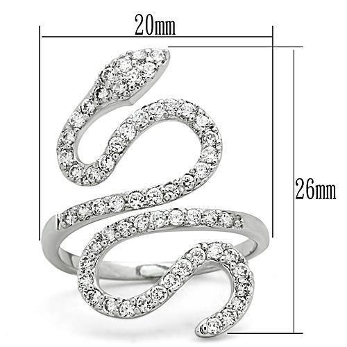 3W138 - Rhodium Brass Ring with AAA Grade CZ in Clear