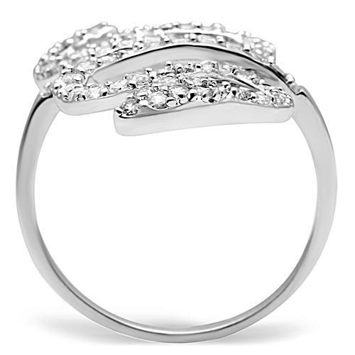 3W138 - Rhodium Brass Ring with AAA Grade CZ in Clear