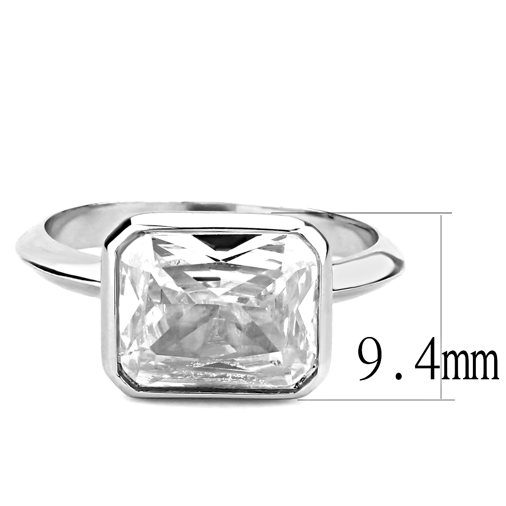 3W1488 - Rhodium Brass Ring with AAA Grade CZ in Clear