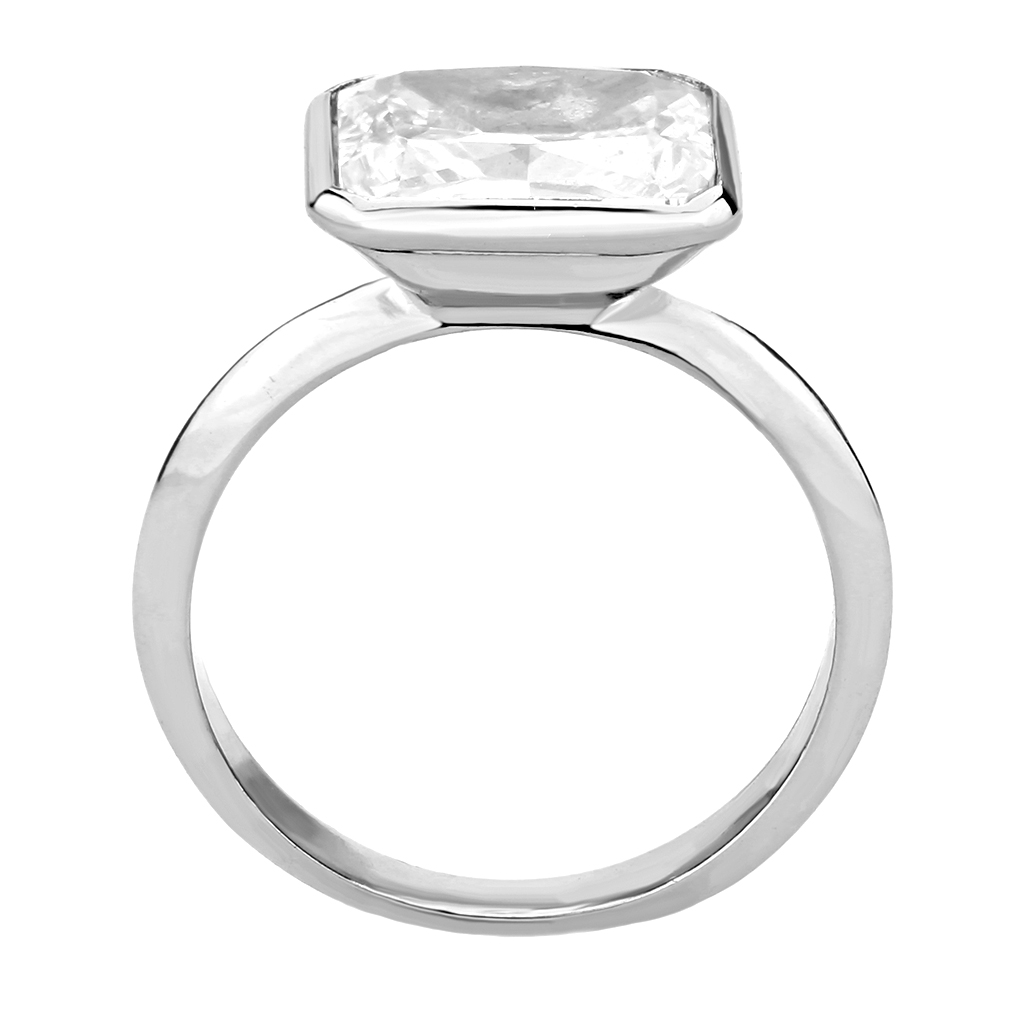 3W1488 - Rhodium Brass Ring with AAA Grade CZ in Clear