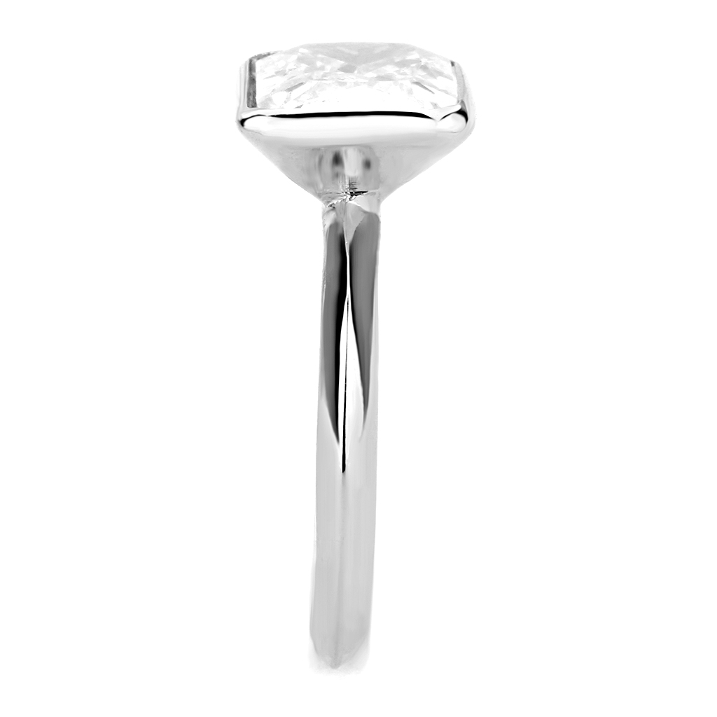 3W1488 - Rhodium Brass Ring with AAA Grade CZ in Clear