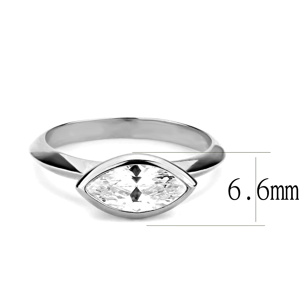 3W1489 - Rhodium Brass Ring with AAA Grade CZ in Clear