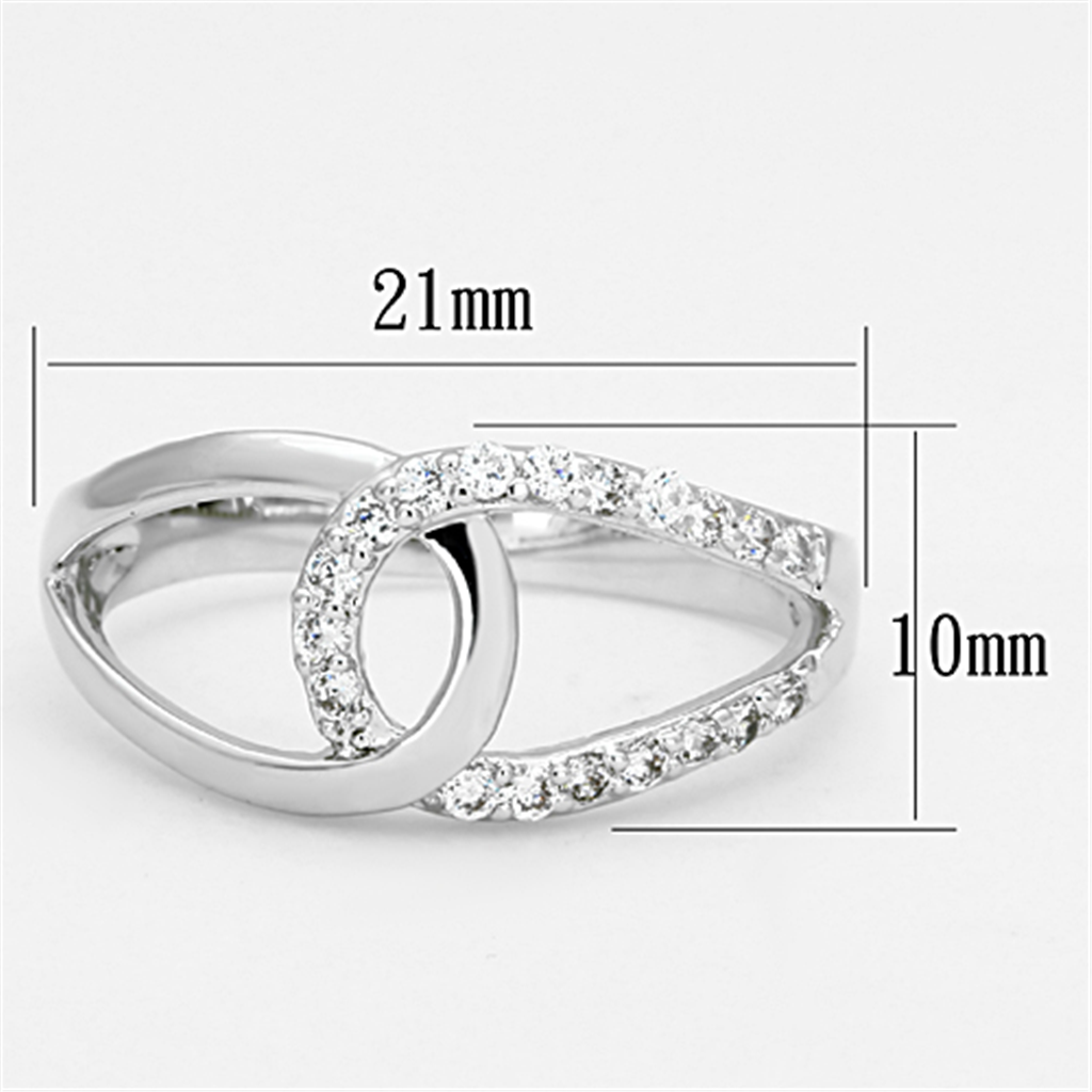 3W474 - Rhodium Brass Ring with AAA Grade CZ in Clear