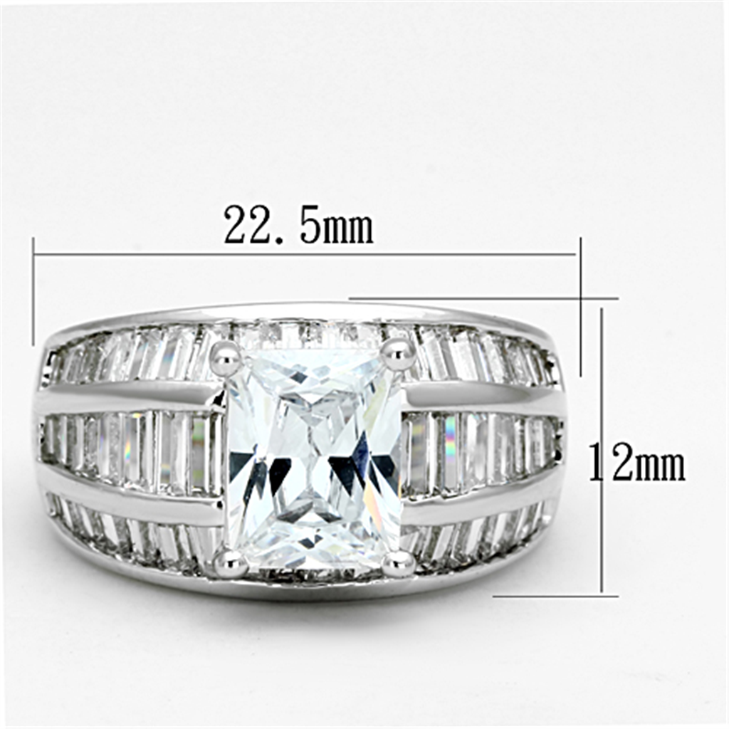 3W475 - Rhodium Brass Ring with AAA Grade CZ in Clear