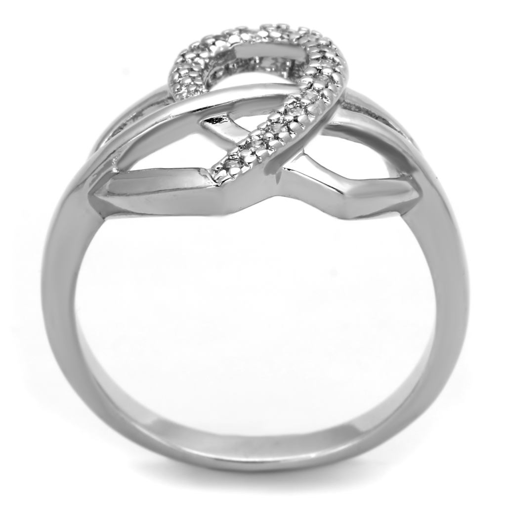 3W569 - Rhodium Brass Ring with AAA Grade CZ in Clear