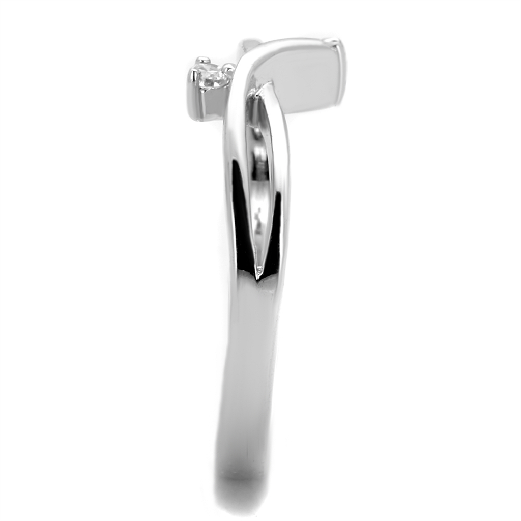 Rhodium Brass Ring with AAA Grade CZ in Champagne