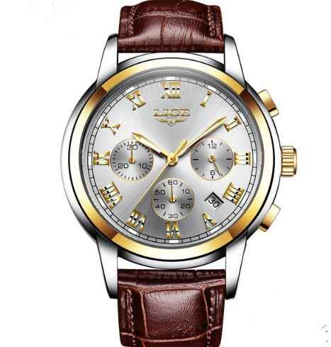 Men's Leather Sports Watch - Waterproof 30M, Alloy Case