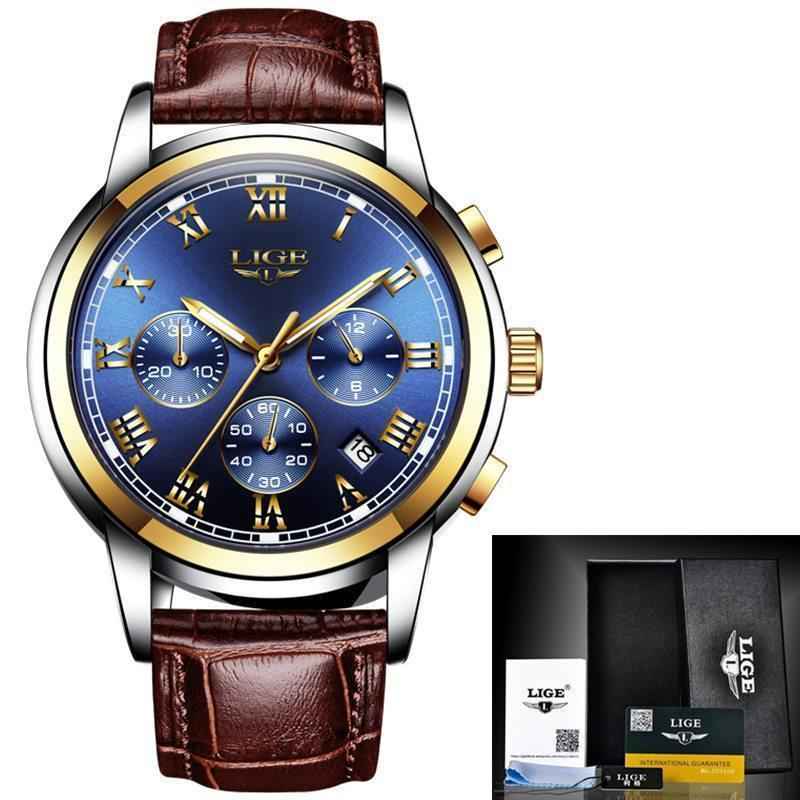 Men's Leather Sports Watch - Waterproof 30M, Alloy Case