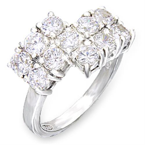 High-Polished 925 Sterling Silver Ring with AAA Grade CZ in Clear Size 5