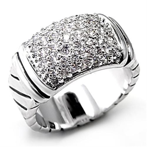 Rhodium Brass Ring with AAA Grade CZ in Clear