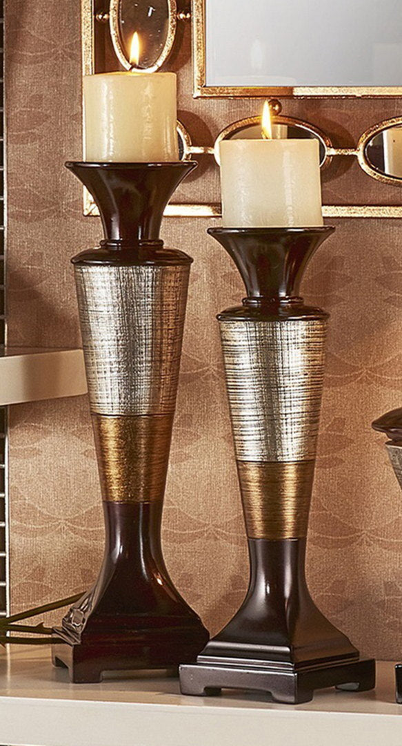 14" and 16" Tall Polyresin "Naomi" Candleholder, Egyptian Style (Set of 2)
