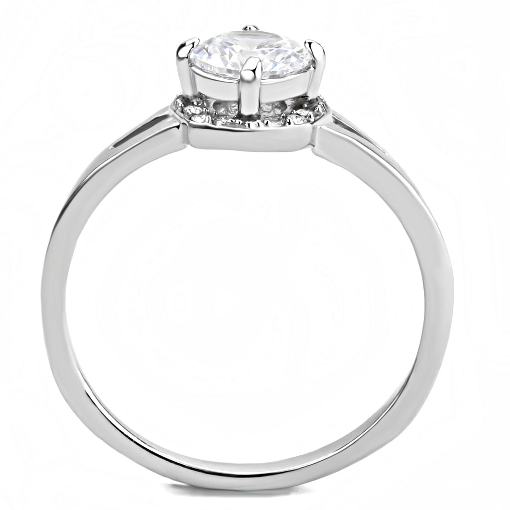 DA150 - High polished (no plating) Stainless Steel Ring with AAA Grade CZ in Clear