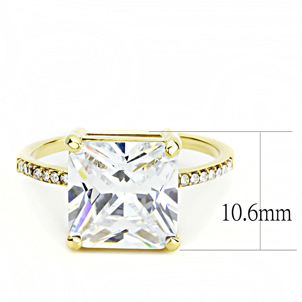 DA172 - IP Gold(Ion Plating) Stainless Steel Ring with AAA Grade CZ in Clear