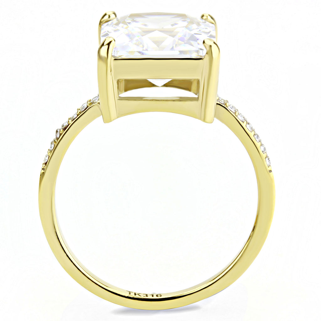 DA172 - IP Gold(Ion Plating) Stainless Steel Ring with AAA Grade CZ in Clear