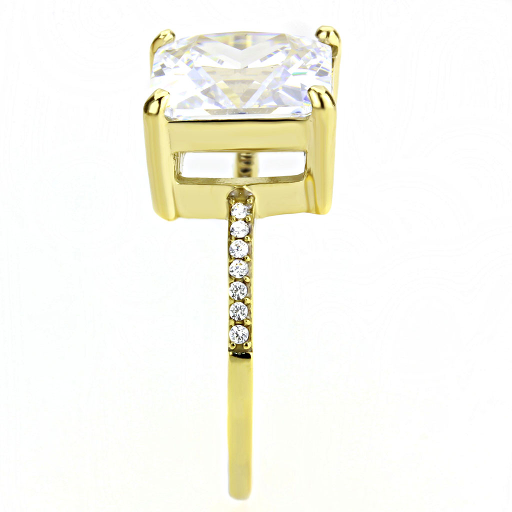 DA172 - IP Gold(Ion Plating) Stainless Steel Ring with AAA Grade CZ in Clear