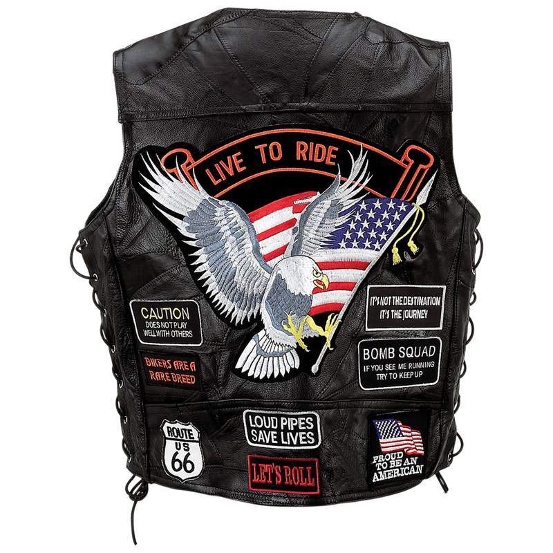 Leather vest w/ 14 patches