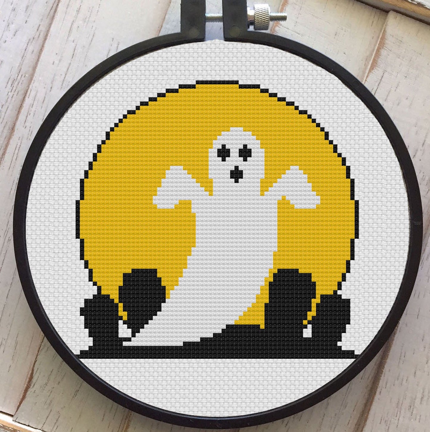 Vintage Halloween Ghost Cemetery Counted Cross Stitch DIY KIT Intermediate
