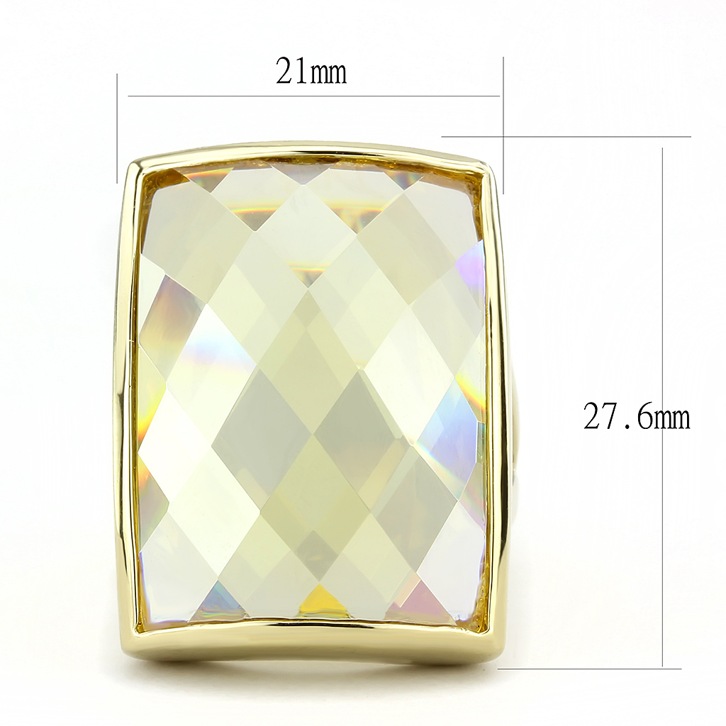 LO1251 - Gold Brass Ring with AAA Grade CZ in Topaz